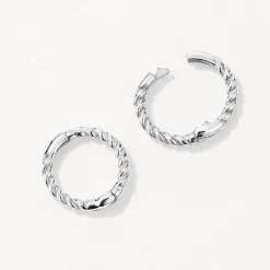 New Mini Rope Helix Huggie Earrings in Silver 925 Sterling Silver | Earrings
