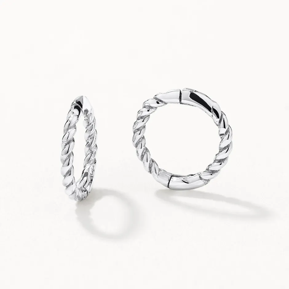 New Mini Rope Helix Huggie Earrings in Silver 925 Sterling Silver | Earrings