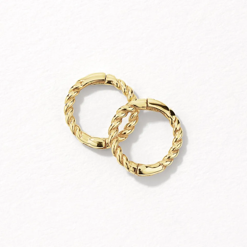 Online Mini Rope Sleeper Earrings in 10k Gold Earrings | Huggies
