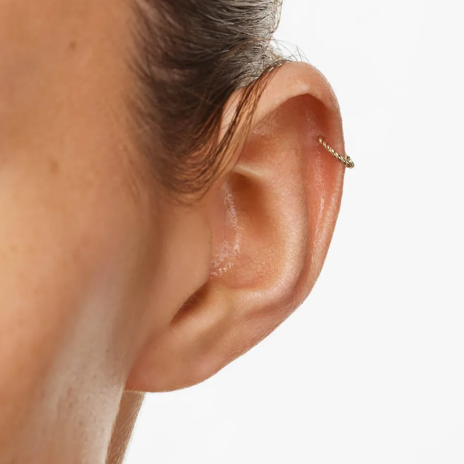 Online Mini Rope Sleeper Earrings in 10k Gold Earrings | Huggies