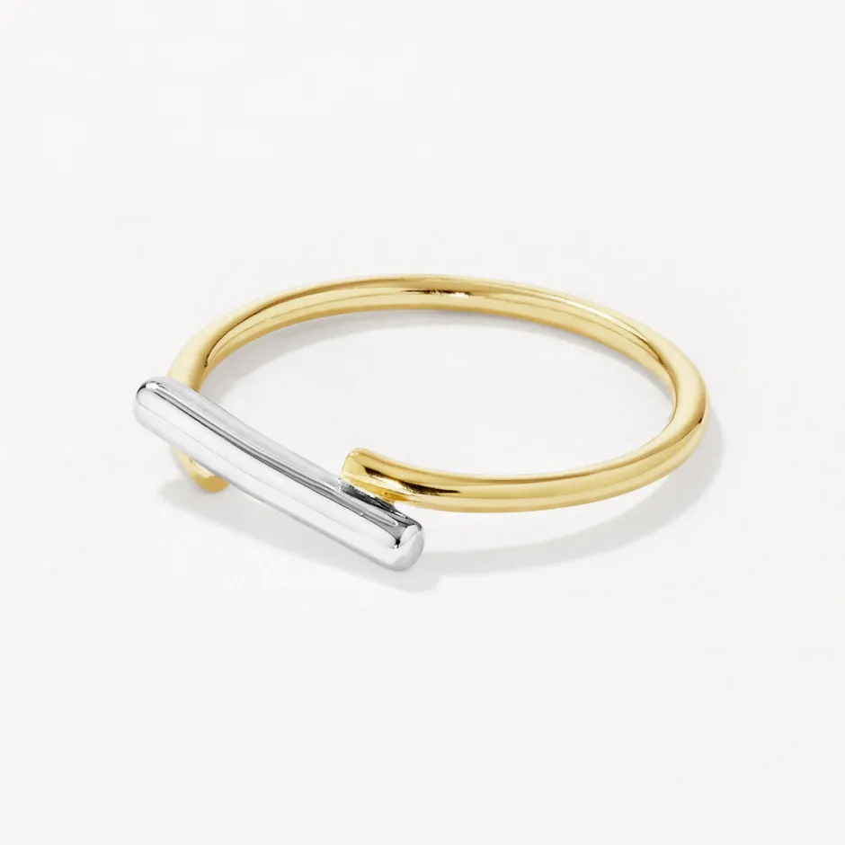 New Mixed Metal Bar Ring in Gold 18k Fine Gold Plated | Rings