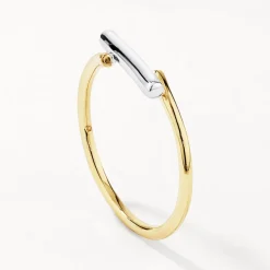 New Mixed Metal Bar Ring in Gold 18k Fine Gold Plated | Rings