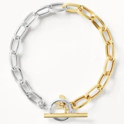 Clearance Mixed Metal Fob Paperclip Bracelet in Gold Bracelets & Bangles | Bracelets