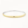 Clearance Mixed Metal Polished Plain Bangle in Gold 18k Fine Gold Plated | Bracelets & Bangles