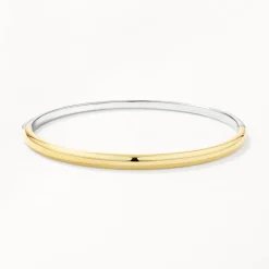Clearance Mixed Metal Polished Plain Bangle in Gold 18k Fine Gold Plated | Bracelets & Bangles