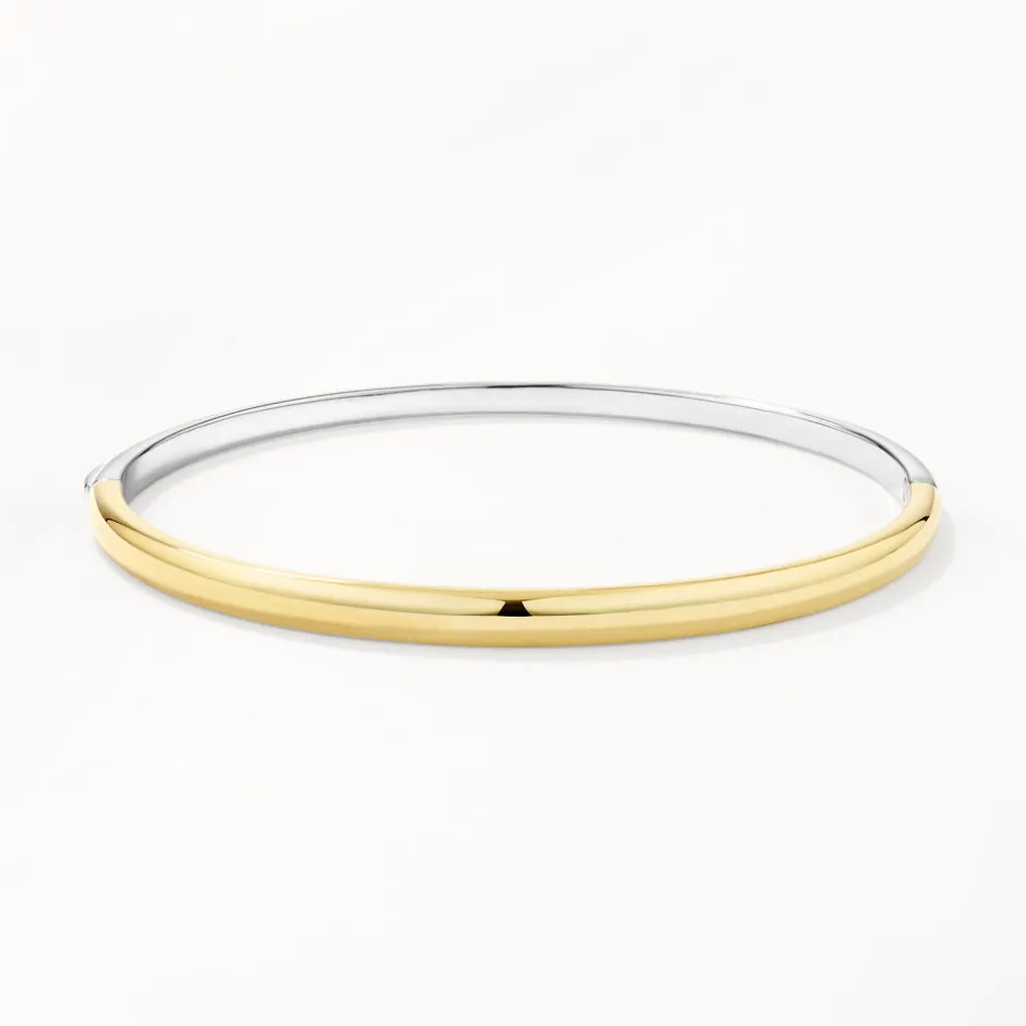 Clearance Mixed Metal Polished Plain Bangle in Gold 18k Fine Gold Plated | Bracelets & Bangles