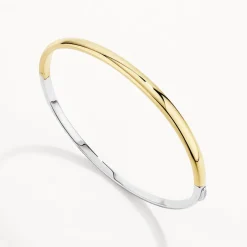 Clearance Mixed Metal Polished Plain Bangle in Gold 18k Fine Gold Plated | Bracelets & Bangles