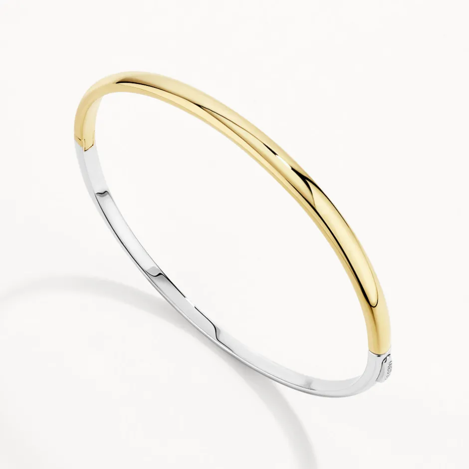 Clearance Mixed Metal Polished Plain Bangle in Gold 18k Fine Gold Plated | Bracelets & Bangles