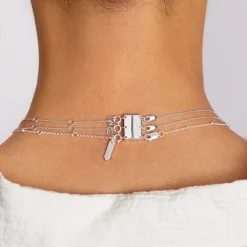 Outlet Multi Layered Necklace Connector in Silver Best Friend Gifts | Under $150