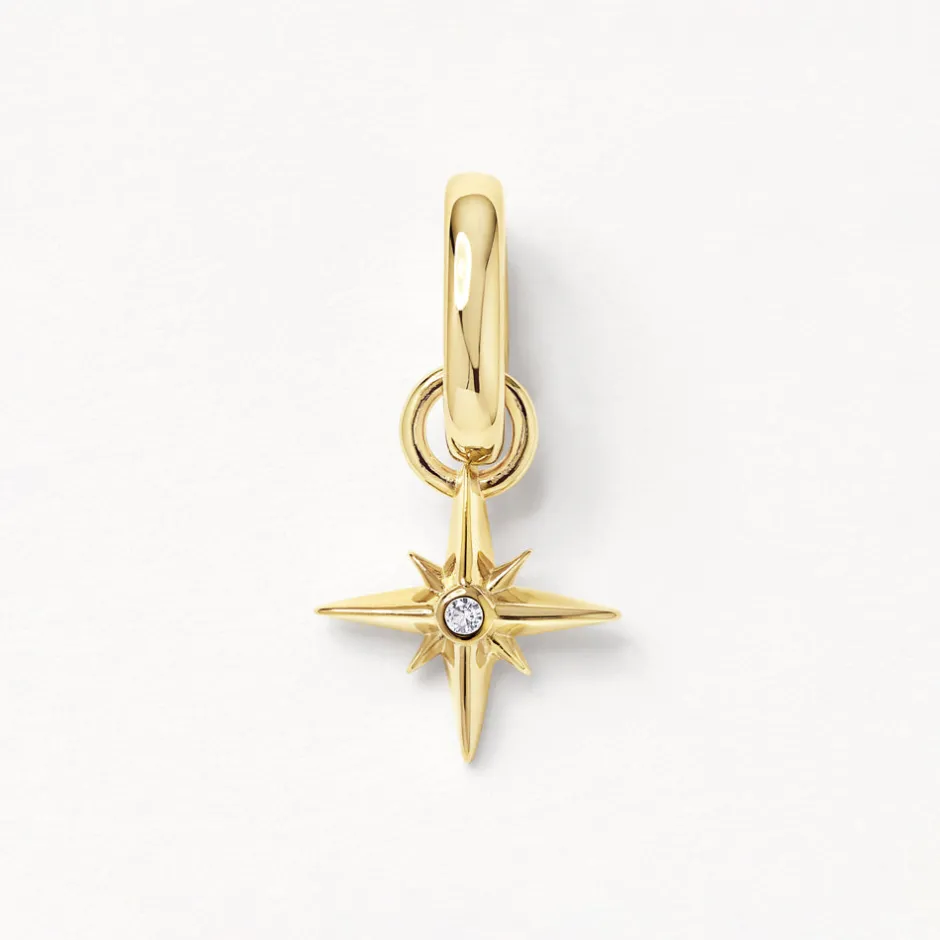 Discount North Star Charm Pendant in Gold Symbolic Jewellery | 18k Fine Gold Plated