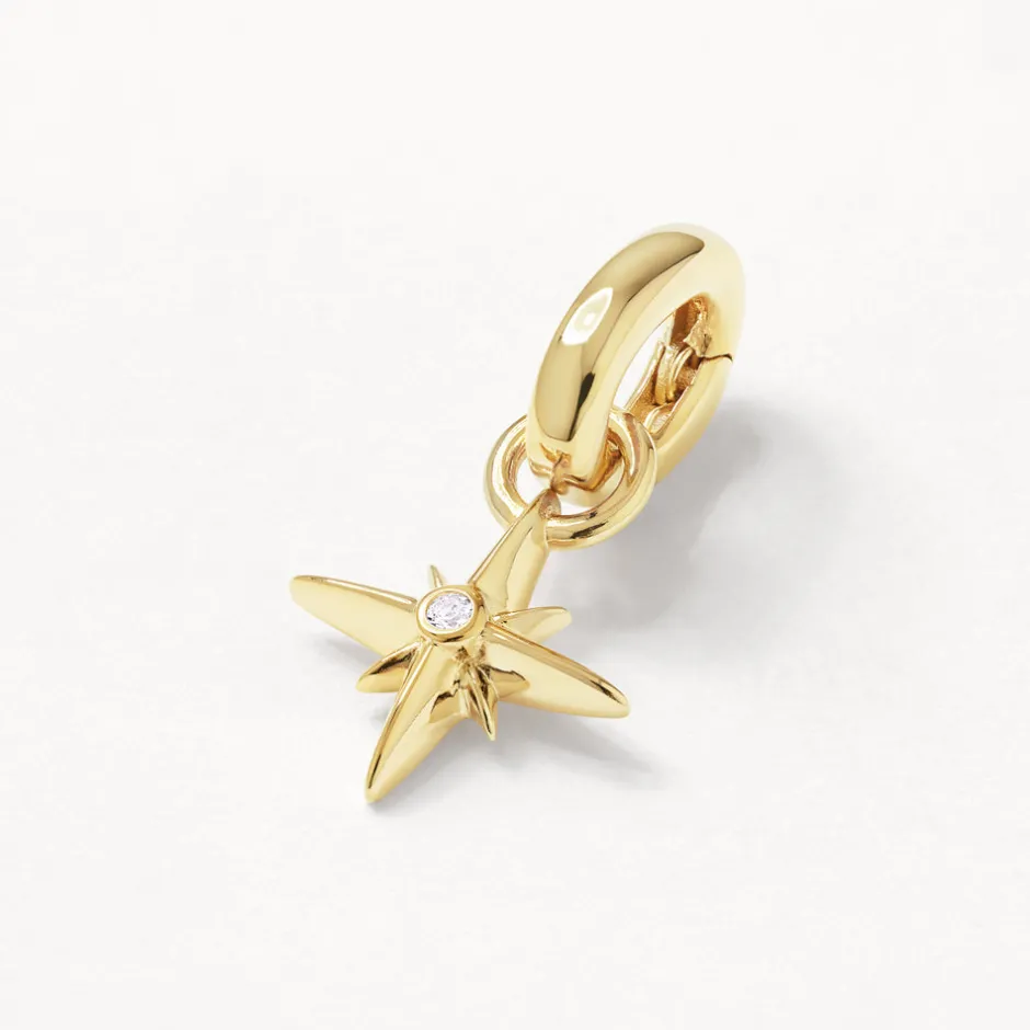 Discount North Star Charm Pendant in Gold Symbolic Jewellery | 18k Fine Gold Plated