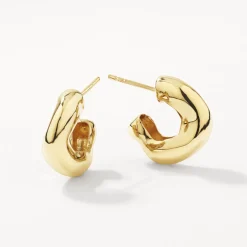 Discount Organic Curve Hoops in Gold 18k Fine Gold Plated | Earrings