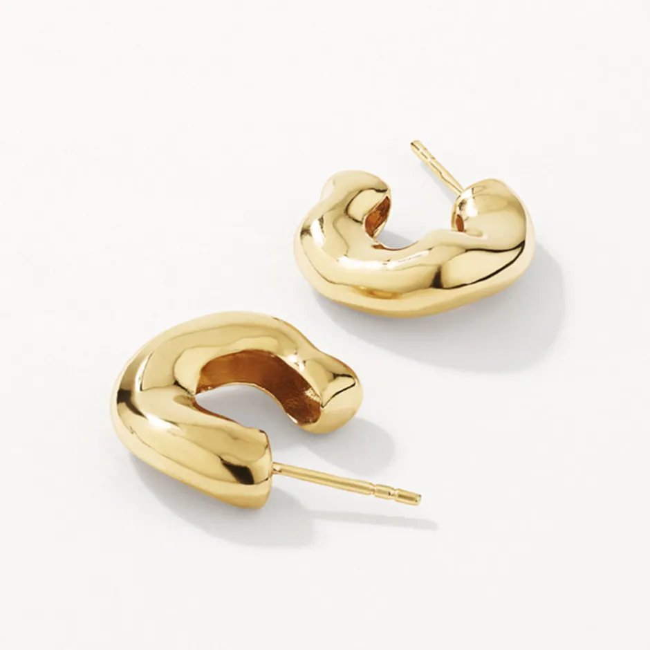 Discount Organic Curve Hoops in Gold 18k Fine Gold Plated | Earrings