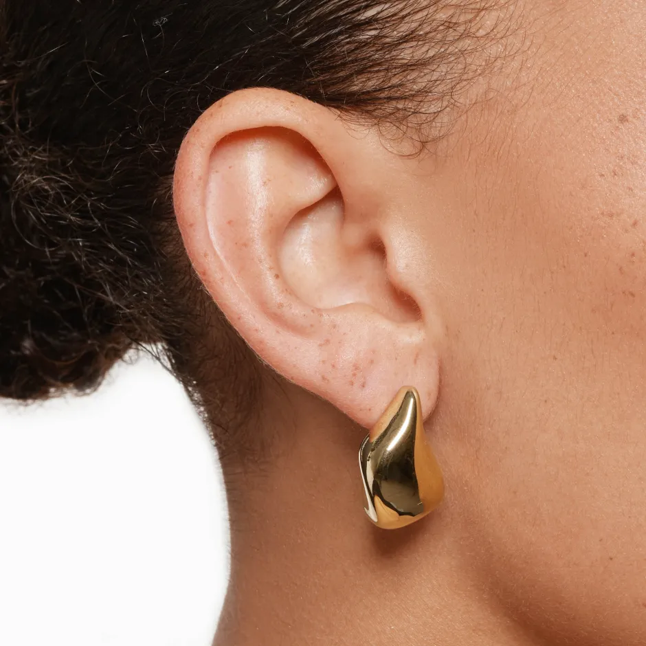 Hot Organic Drop Earrings in Gold 18k Fine Gold Plated | Earrings