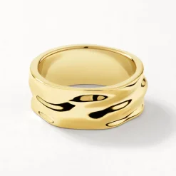 Hot Organic Hammered Band Ring in Gold 18k Fine Gold Plated | Rings