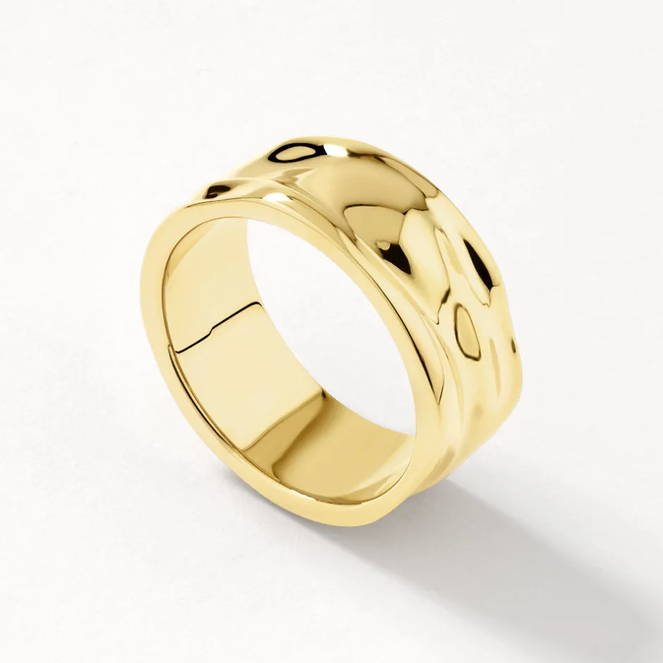 Hot Organic Hammered Band Ring in Gold 18k Fine Gold Plated | Rings