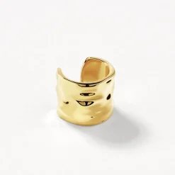 Discount Organic Hammered Ear Cuff in Gold 18k Fine Gold Plated | Earrings
