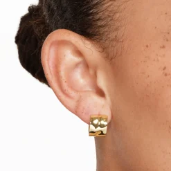 Online Organic Hammered Hoop Earrings in Gold 18k Fine Gold Plated | Earrings