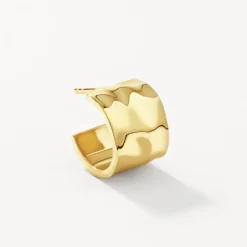 Online Organic Hammered Hoop Earrings in Gold 18k Fine Gold Plated | Earrings