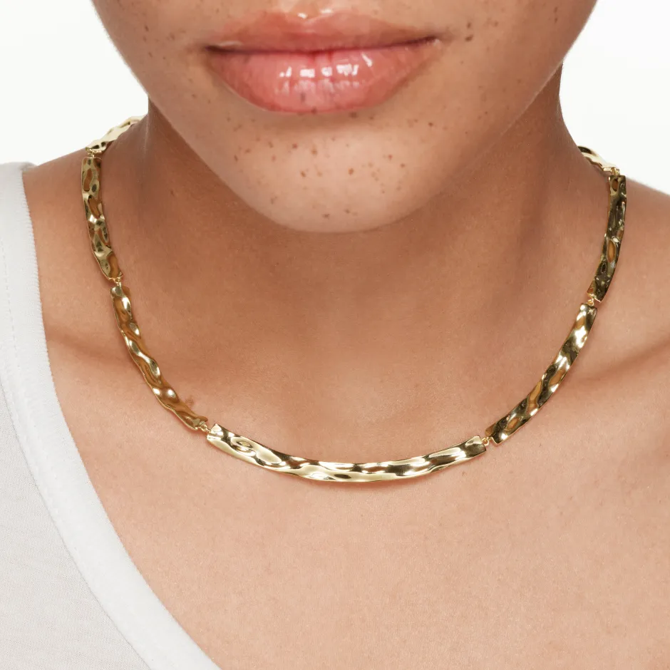 Best Organic Hammered Plate Necklace in Gold 18k Fine Gold Plated | Necklaces & Pendants
