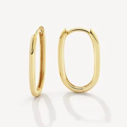 Fashion Oval Paperclip Hoop Earrings in 10k Gold Gifts For Him | 10k Gold