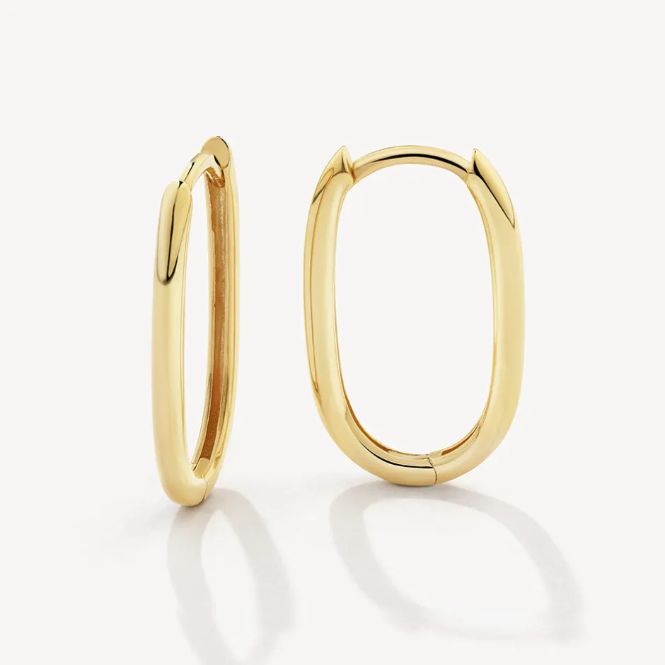 Fashion Oval Paperclip Hoop Earrings in 10k Gold Gifts For Him | 10k Gold