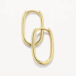 Fashion Oval Paperclip Hoop Earrings in 10k Gold Gifts For Him | 10k Gold