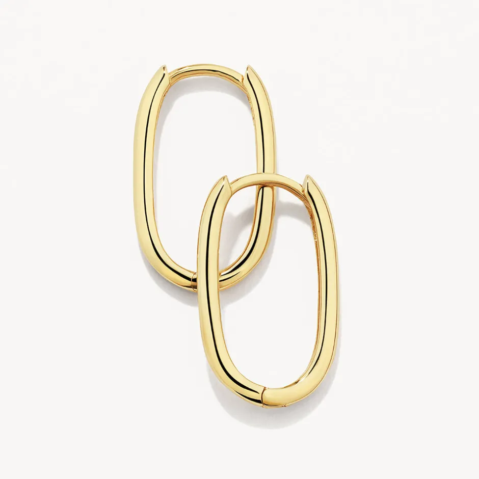 Fashion Oval Paperclip Hoop Earrings in 10k Gold Gifts For Him | 10k Gold