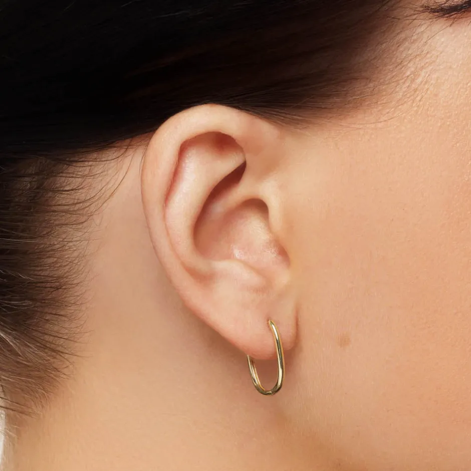 Fashion Oval Paperclip Hoop Earrings in 10k Gold Gifts For Him | 10k Gold