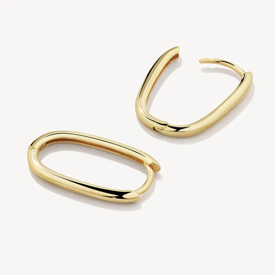 Fashion Oval Paperclip Hoop Earrings in 10k Gold Gifts For Him | 10k Gold