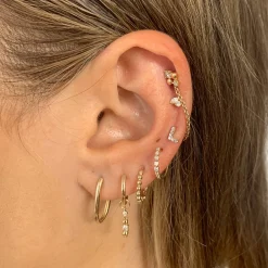 Fashion Oval Paperclip Hoop Earrings in 10k Gold Gifts For Him | 10k Gold