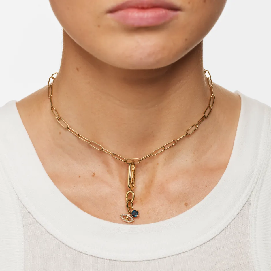 New Paperclip Pendant Charm Connector in Gold 18k Fine Gold Plated | Personalisation