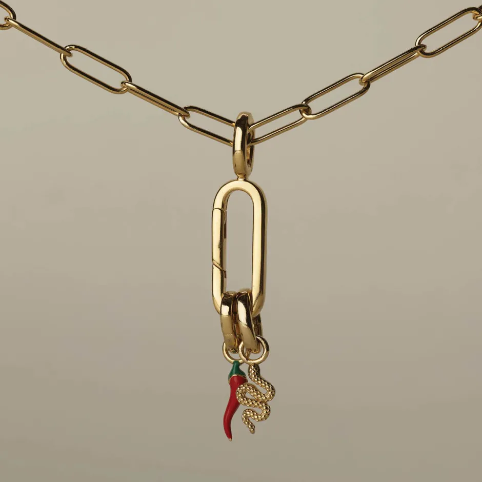 New Paperclip Pendant Charm Connector in Gold 18k Fine Gold Plated | Personalisation