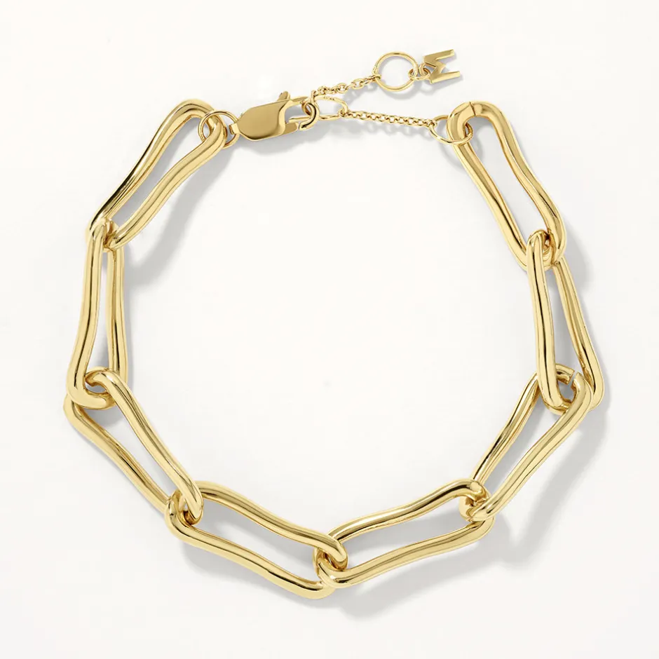 Discount Pinched Paperclip Chain Bracelet in Gold 18k Fine Gold Plated | Bracelets & Bangles