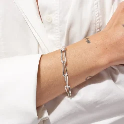 Clearance Pinched Paperclip Chain Bracelet in Silver 925 Sterling Silver | Bracelets & Bangles