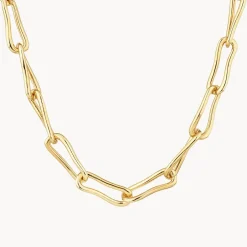 Sale Pinched Paperclip Chain Necklace in Gold 18k Fine Gold Plated | Necklaces & Pendants