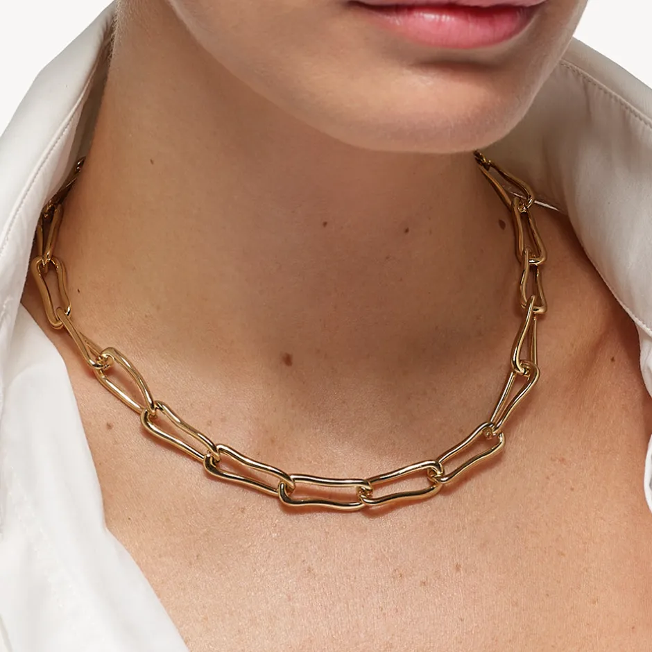 Sale Pinched Paperclip Chain Necklace in Gold 18k Fine Gold Plated | Necklaces & Pendants