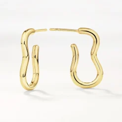 Best Pinched Paperclip Hoop Stud Earrings in Gold 18k Fine Gold Plated | Earrings
