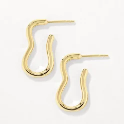 Best Pinched Paperclip Hoop Stud Earrings in Gold 18k Fine Gold Plated | Earrings