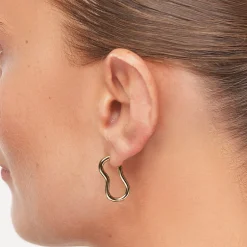 Best Pinched Paperclip Hoop Stud Earrings in Gold 18k Fine Gold Plated | Earrings