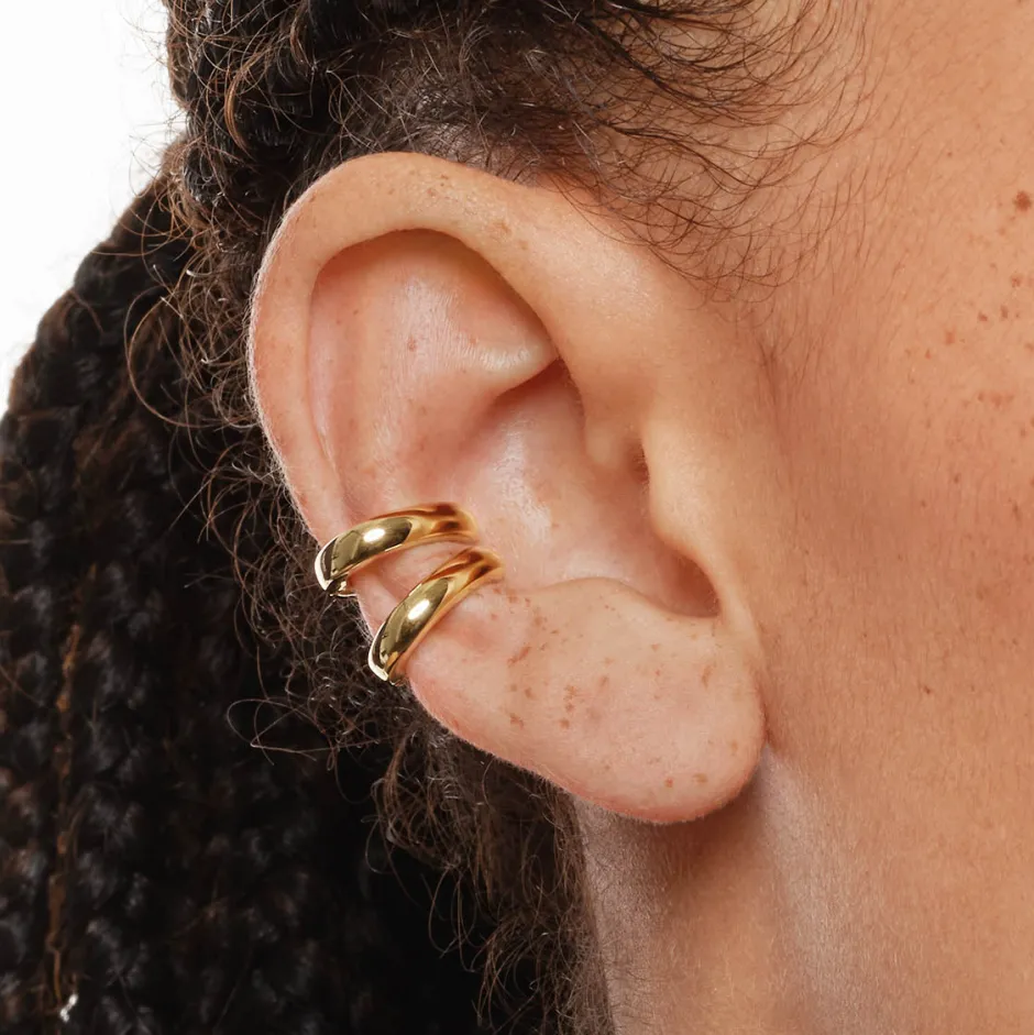 Best Plain Bar Hinge Ear Cuff Set in Gold 18k Fine Gold Plated | Earrings