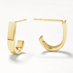 Discount Plain Half Huggie Stud Earrings in 10k Gold 10k Gold | Unisex