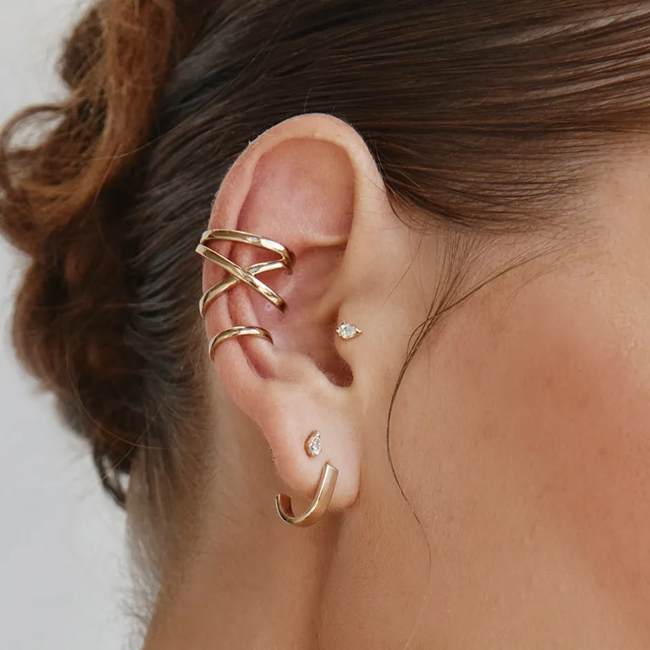 Discount Plain Half Huggie Stud Earrings in 10k Gold 10k Gold | Unisex