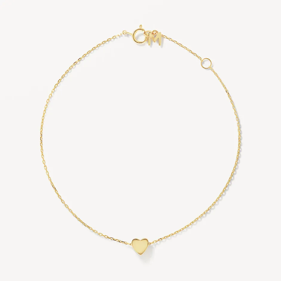 Fashion Plain Heart Bracelet in 10k Gold Gifts For Her | Symbolic Jewellery