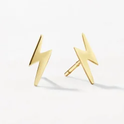 Clearance Plain Lightning Stud Earrings in 10k Gold Under $150 | Earrings