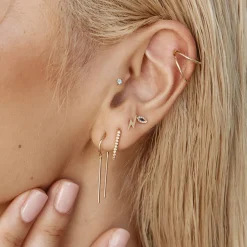 Clearance Plain Lightning Stud Earrings in 10k Gold Under $150 | Earrings