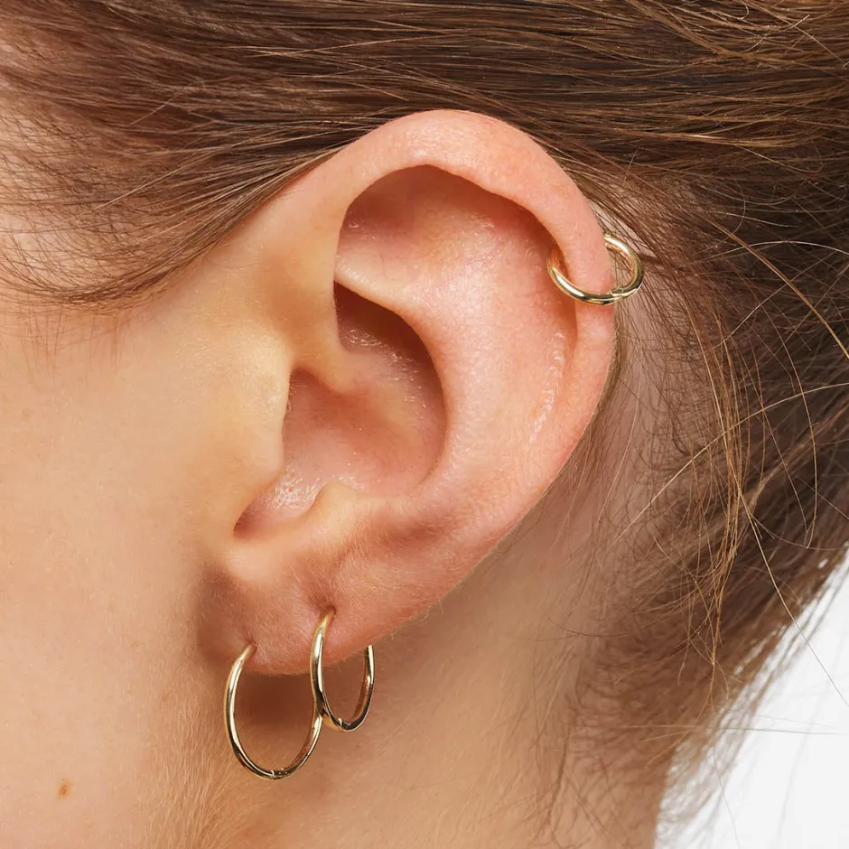 Hot Plain Mini Sleeper Earrings in 10k Gold Earrings | Huggies