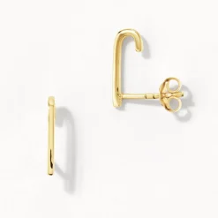 New Plain Suspender Half Stud Earrings in Gold 18k Fine Gold Plated | Earrings