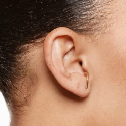 New Plain Suspender Half Stud Earrings in Gold 18k Fine Gold Plated | Earrings