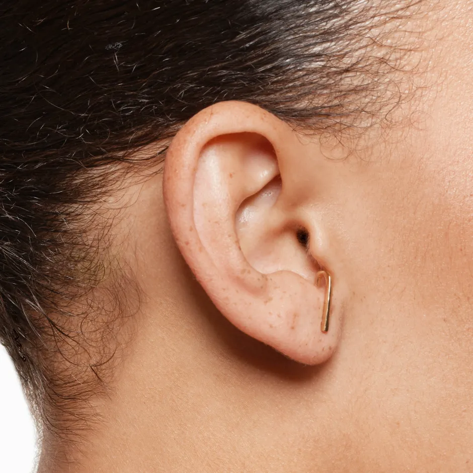 New Plain Suspender Half Stud Earrings in Gold 18k Fine Gold Plated | Earrings